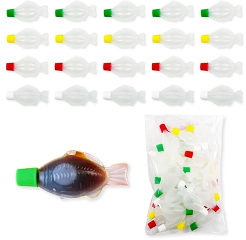OTSUMAMI TOKYO Japanese Fish-Shaped Soy Sauce Bottles - 40 Count for Bento | 3ml capacity, 2 packs of 20, mini condiment containers, portable for lunch box & picnic, sushi & sashimi dips, made in Japan