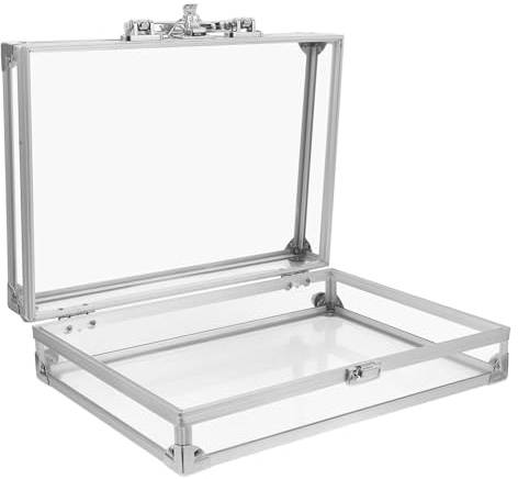 OSALADI Aluminium Kosmetikkoffer Großes Fassungsvermögen 30X21X8.5Cm Transparenter Präsentationskoffer mit Verschließbarem Aktenkoffer für Schmuck und Kosmetik