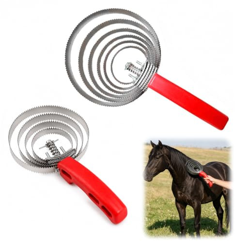 2 Brosses Cheval Double Face Peigne à Ressort Peigne Hélicoïdal Pour Bovins | Peigne Pour Chevaux à 4 Et 6 Anneaux, Doté De Dents Métalliques, Peigne En Douceur Sans Abîmer Le Pelage