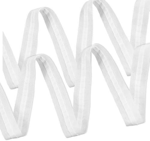 JJUNW Cinta de cortina fruncida, 30 m x 2,5 cm, cinta plisada, cinta universal de poliéster, color blanco, cinta de cortina para coser para ganchos de cortina, decoración del dormitorio