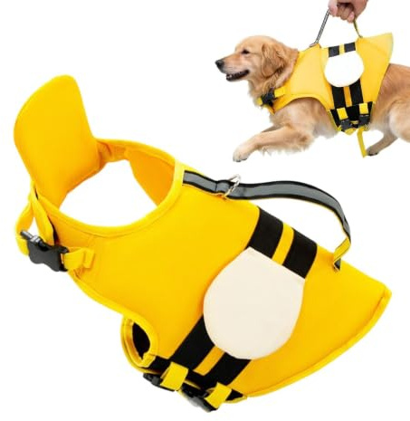 Bañador Canino Chaqueta de Alta Flotabilidad con Asa | Bañador para Mascotas Para Verano, Piscina, Playa, Lago, Río, Navegación, Kayak, Surf Y Natación