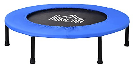 HOMCOM 36 Mini Fitness Trampoline Home Gym with Safety Pad, Blue and Black