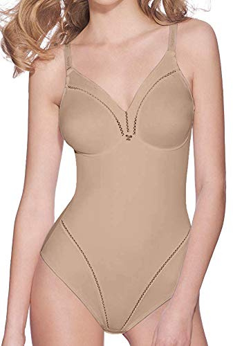 Lady Bella P6739 Body Donna Contenitivo Modellante - Shapewear senza Ferretto in Coppa D Preformata, Non imbottita e Senza Cuciture - Tessuto Doppiato per Pancia Piatta ed effetto Snellente (Skin, 6D)