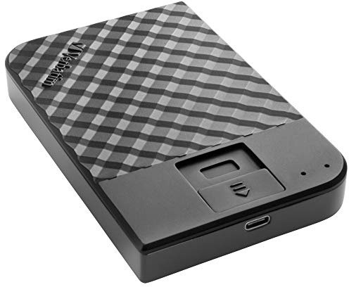 Verbatim Fingerprint säker bärbar hårddisk – 2 TB – extern datalagring med fingeravtrycksskanner för att skydda dina data, svart, 53651