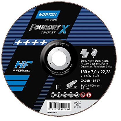 Norzon Foundry X Lot de 10 disques à tronçonner 125 x 7 x 22,23 ZA 24 T Norzon Foundry X