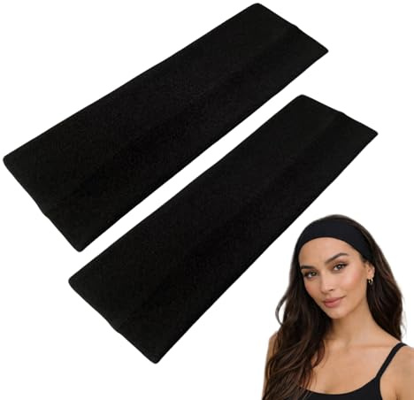 WESTEND CHOICE 7cm Wide Headbands 2 Pack Plain Stretchy Hairband Unisex Kylie Headband Bandeau Gym Exercise Headbands for Women & Men Soft Yoga Head Band