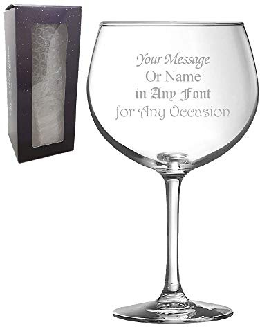 Personalised Engraved Gin Balloon Glass, Gift Boxed, Personalise with Any Message for Any Occasion