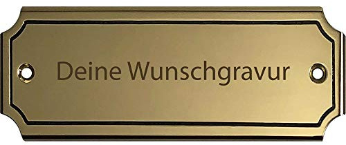 rechteckiges Messingschild mit Gravur