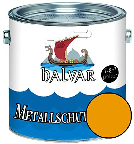 Halvar Metallschutzlack MATT Gelb RAL 1000-1037 Metallfarbe besonders robuster Kunstharzlack Wetterbeständig & perfekter Langzeitschutz Metall (1 L, RAL 1007 Narzissengelb)