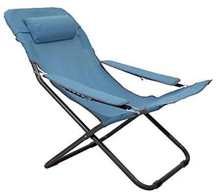 HOMECALL Camping-Klappstuhl mit 2 x 1 Textilene und verstellbarer Rückenlehne - Blau