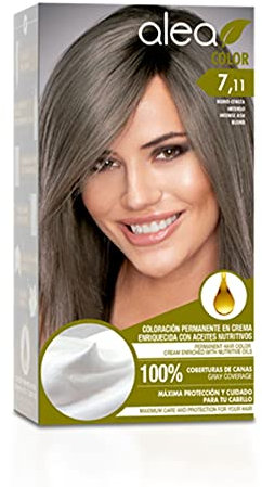 ALEA - Tinte Pelo Mujer - Alea Color - Nº 7.11 K - Color Rubio Ceniza Intenso - Coloración Permanente en Crema - con Aceite de Argán y Macadamia - Cobertura de Canas - Máxima Protección y Cuidado