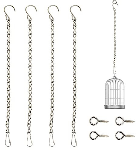 4 Stück Ketten Zum Aufhängen, 50cm Blumenampel Ketten, Metallkette zum Aufhängen, Hängende Kette mit Haken für Vogelhaus, Wildvogelfutter, Blumenampel, Windlicht mit Henkel (Gerade Kette)