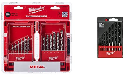 Milwaukee 4932352474 Set 19 Stück 1-10mm & 4002395371259 Holzbohrer (8 Teile) 4932352466