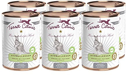 Terra Canis Känguru mit Pastinake - Hypoallergen Nassfutter, 6x400g I Premium Hundefutter in 100% Lebensmittelqualität Aller Rohstoffe I Allergenarm, Getreide & glutenfrei