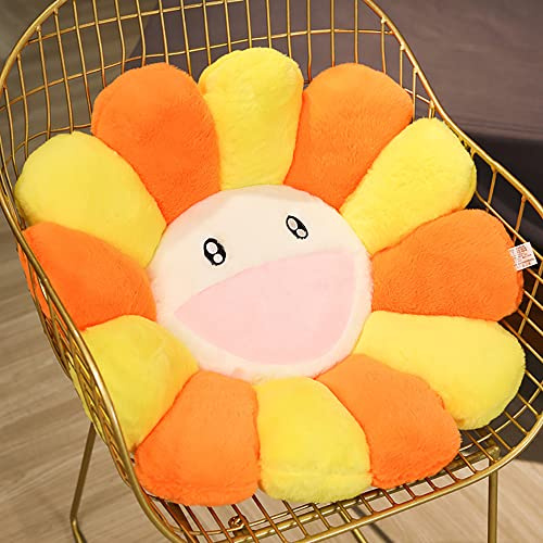 Zinsale Niedliches BlumenBodenkissen,Überwurfkissen, IndieRaumdekoration Kissen für Teenager, Tweens, Mädchen, Lesen, Necke,Schlafzimmer(Orange Gelb,60cm)