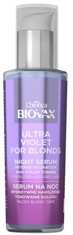 Biovax Ultra Violet Intensiv feuchtigkeitsspendendes Nacht-Ton-Serum für blonde und graue Haare 100ml