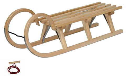 Set Hörnerschlitten Schlitten Tatry 2/110 + Zugleine (130cm) Holzschlitten Länge 110cm Rodel Rodel Abfahrt Rodelschlitten