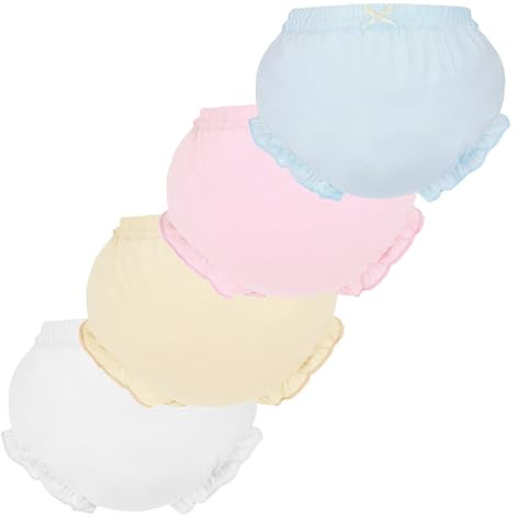 Billion Xin 4 Pcs Baby Bloomers for Toddler Girls Newborn Diaper Covers for Girls Cotton Briefs Shorts Underwear