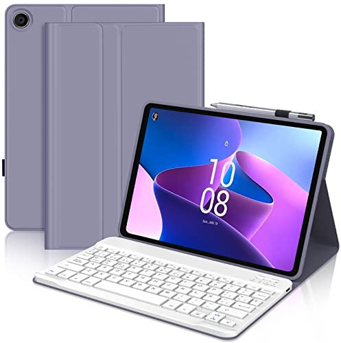 IVEOPPE Teclado Lenovo Tab M10 Plus 3rd Gen,Lenovo Tab M10 plus 3rd Gen Funda con Teclado, Español Ñ Inalámbrico Magnético Desmontable para Lenovo Tab M10 Plus 3rd Gen,10.61‘ 2022,Púrpura lavanda