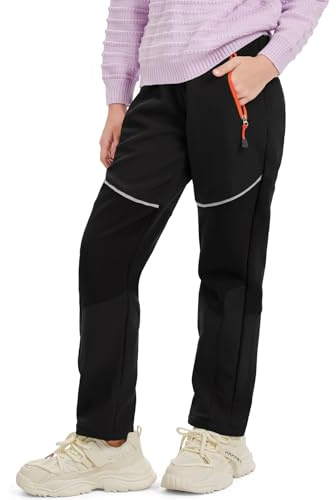 Toomett Kids Snow Ski Pants Hiking Boys Girls Outdoor Waterproof Windproof Fleece Warm softshell Snowboard Pants,1510,Black,5 Years