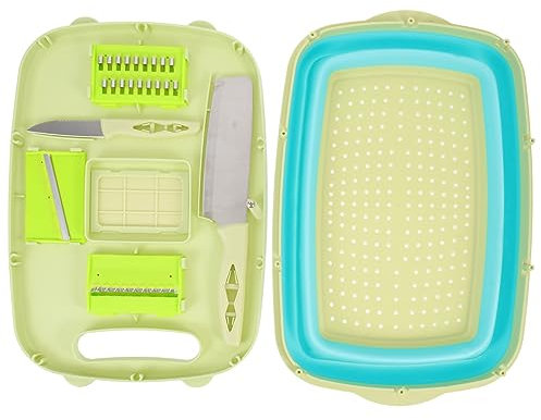 BESTonZON Küchen-schneidebrett Gemüsekorb 1 Set Multifunktionale Schneidebretter Leicht Zu Reinigen für Camping Grillen Grün