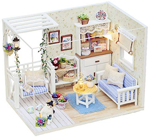KOCAN Miniatur mit Möbeln, DIY-Holzbausatz, Mini-Haus, Geschenke für Kinder