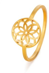 kkjoy Bague de Fleur de Vie en Acier Inoxydable Anneau de Graine de Vie Bague de Promesse Bijoux Cadeau pour Femmes Charmant Dames