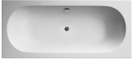 Balterley 1800 x 800mm Round Shower Bath, Straight Double Ended Gloss White Soaking Shower Bath, Acrylic Baths for Bathrooms, Round End, Adjustable Leg Set, Soaking Bathtub (White)