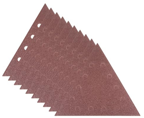 QUARKZMAN 10 Piezas de Papel de Lija de Grano 60 con 12 Agujeros, Almohadilla de Lijado Triangular con Cierre de Gancho y Bucle