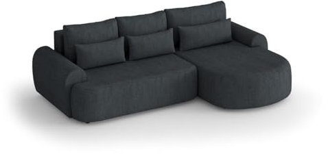 BEAUTY SOFA - Olivio Modesto - Ecksofa 266x170 cm - Sofa L-Form - Couch, Gästebett - Sofa mit Schlaffunktion, Schlafcouch - Schlafsofa mit Bettkasten - Anthrazit (Modesto489) - Ottomane Rechts