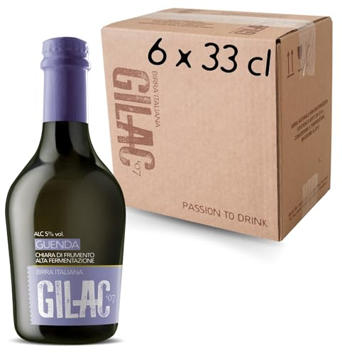 GILAC GUENDA WEISSE BEER Birra artigianale Chiara 6 Bottiglie da 33 cl, Birra Speciale Italiana Non Filtrata e Non Pastorizzata, Birre artigianali confezioni regalo - Gradazione Alcolica 5% Vol
