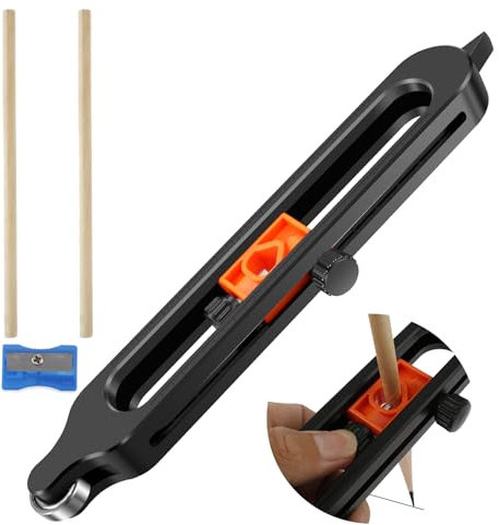 Contour Gauge Profile Scribing Tool with Lock Precisely Copy Irregular Shapes Scribe Tool with 2 Pencils Adjustable Woodworking Edge Corner Measuring Duplicator for Floor Carpet Tile Laying