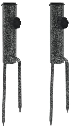 Vopese Soportes para sombrilla con pinchos, 2 unidades, 9 x 35 cm, acero galvanizado, accesorios para sombrilla y sombrilla