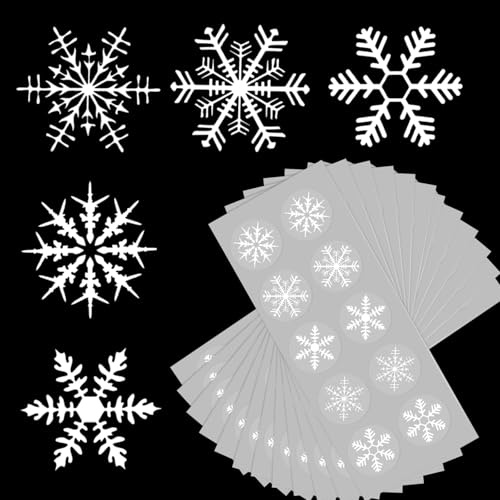 BETESSIN Schneeflocken Aufkleber Weihnachten - 120 Stück Schneeflocken Sticker Selbstklebend - Weihnachtsaufkleber zum Basteln von Weihnachtskarten, Adventskalender, Laptop usw. (Weiß, 2.8cm)