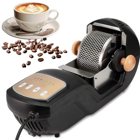 Automatic Coffee Roaster, Electric Hot Air Coffee Bean Roaster 1600W, 7 Adjustable Levels, 300g Capacity, Professional Automatic Roasting and Cooling, Household and Commercial Use