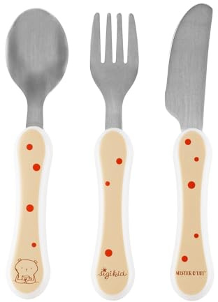 SIGIKID 52924 Kinder Besteck-Set Mister O'Lui 3-tlg. Löffel, Gabel, Messer