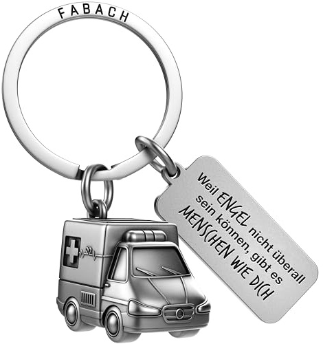 FABACH Krankenwagen Schlüsselanhänger Rettungswagen Glücksbringer - Ärztin Geschenk Arzt Schlüsselanhänger - Notarzt Notfall-Sanitäter RTW Medizin Student Ärzte Geschenke