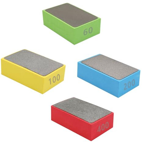 4 Pezzi Tamponi Abrasivi Diamantati, Tamponi per Lucidatura a Mano Diamantati, Diamante Mano Spugna, Blocchi Abrasivi Diamantati per Levigatura di Piastrelle di Vetro in Ceramica (60# 100# 200# 400#)