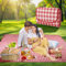 SRJEQC Picknickdecke XXL 200x200cm,Picknickdecke Rot Karier,Badedecke Tragbare mit tragegriff,wasserdichte Sanddichte für Garten,Picknick,Strand,Camping,Stranddecke XXL für 6-8 Personen