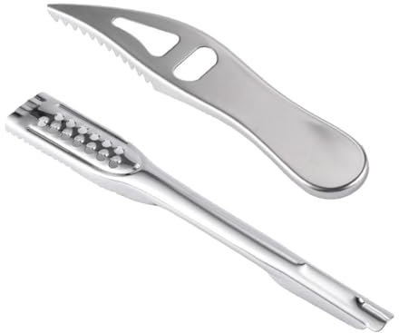 PAMINGONO Desescamador Pescado Acero Inoxidable Manual Raspador Escamas Ligero y Seguro para Pescado con Diseño Multifuncional para Cocina
