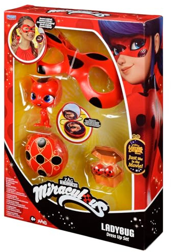 BANDAI - Miraculous Ladybug - Set di Trasformazione - Costume Ladybug - Maschera, Yoyo, Orecchini Tikki Kwami - Costume e accessori Miraculous - Giocattolo per bambini di 4 anni e più - P50604