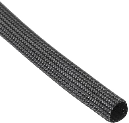 QUARKZMAN 5m Lange Kabelschutzschlauch 7mm ID Schwarz Hitzeschutzschlauch | Flexible Kabelschlauch, Kabelschutz Gewebeschlauch Isolierung Glasfaserschlauch, 0.35mm Dicke, für Kabel Draht