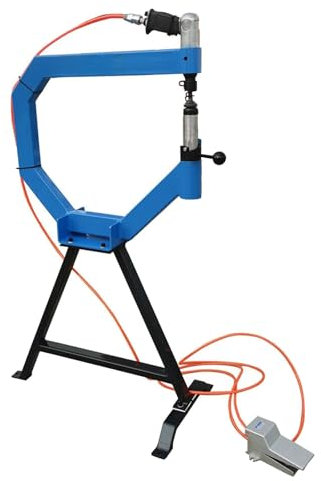 WUCIOA Pneumatischer Planierhammer, 875–1350 U/min, Industrie-Planierhammer aus Eisen mit Pedal und Amboss, 10 cm Ausladung, Gusseisenständer, 50–100 PSI, Metallformmaschine, Druckluftwerkzeug