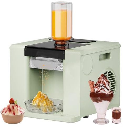 Máquina Automática Comercial Para Hacer Hielo Raspado Y Cono De Nieve - 280 W, Limpieza Con Un Solo Toque, Recipiente Grande De 750 Ml | Para Tiendas De Té De Burbujas, Cafeterías,Green