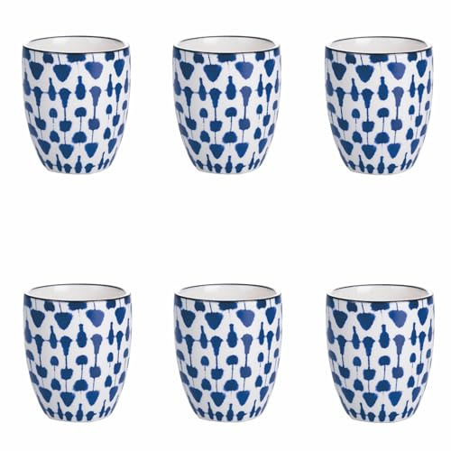 Villa d'Este Home Tivoli 1996 Lot de 6 tasses à café 90 ml en grès, décor géométrique, Confusion