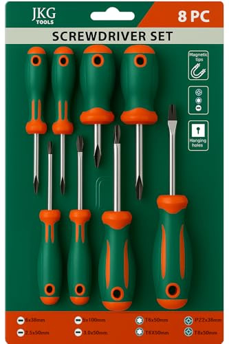8 Piece Screwdriver Set - Magnetic Flathead, Phillips & Precision | DIY, Electronics, Home Repair, Furniture Assembly & Mechanics, Non-Slip Grip, Hardened Steel Hand Tools
