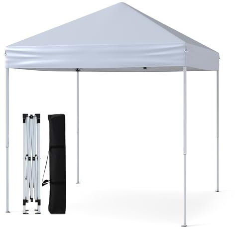 COSTWAY Pavillon 2x2m, Pop-up Faltpavillon, wasserdicht, stabil, Winterfest, UV-Schutz 50+, Faltzelt, inkl. 8 Bodennägel, 4 Windseilen & 1 Tragetasche, Gartenpavillon für Terrasse, Garten (Weiß)