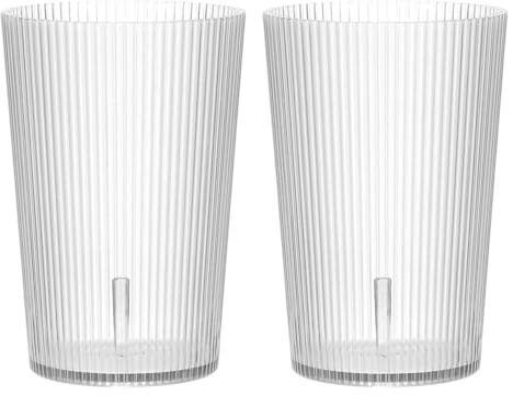 sourcing map Vasos reutilizables de plástico transparente, juego de vasos acanalados de 7.4 onzas, vasos de agua de plástico, irrompibles, apilables para cerveza, cóctel, agua, jugo, whisky