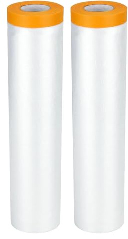 Rollo de polvo autoadhesivo con borde precotado para pintura, película de enmascaramiento de plástico para muebles, piso, pared, sofá y protección de automóviles durante la renovación 4 Rolls 4mx20m
