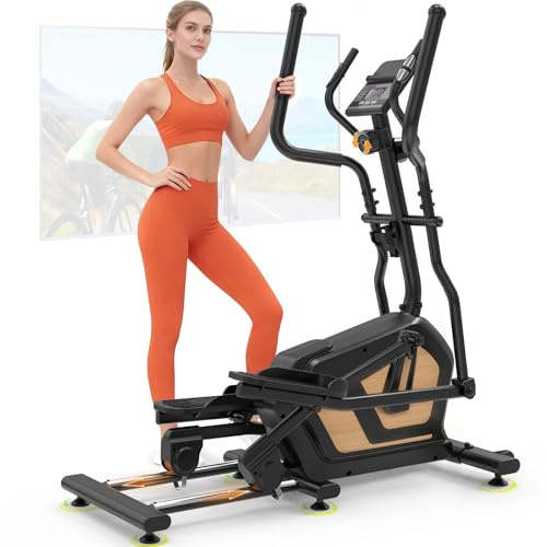Neezee Ellipsentrainer für Zuhause, Crosstrainer mit 16 Leisen Widerstandsstufen, LCD-Monitor via Bluetooth, 17,7 Zoll Schrittlänge, Neu Verbesserter 3-in-1 Crosstrainer, Maximale Belastbarkeit 330LBS